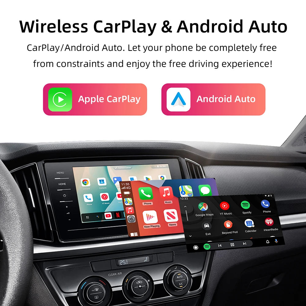 2026 CarPlay Ai Box CarPlay Android Auto filaire vers sans fil Android Qualcomm octa-core 4G + 64G Plug and Play