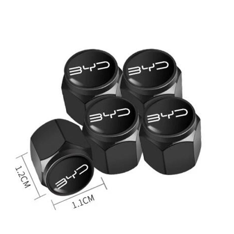Valve de pneu de roue de voiture en métal, 5 pièce/ensemble, capuchon de Protection de tige d'air pour BYD ATTO 3 Yuan Qin Han TANG Plus DM-i Dolphin, accessoires automobiles