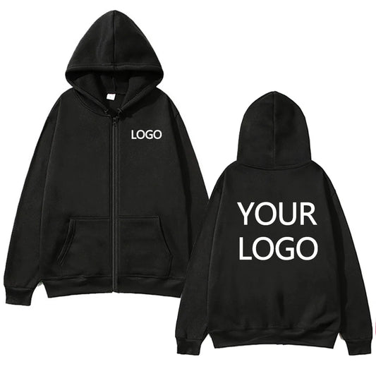 Logo personnalisé personnalisé DIY, sweat à capuche de rue pour hommes, sweat-shirt de sport zippé sur le devant, sweat à capuche tricoté décontracté pour femmes, cadeau de couple