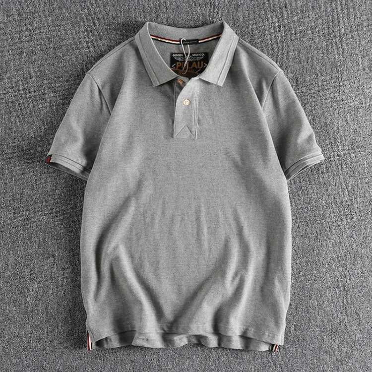 T-shirt rétro américain à manches courtes pour hommes, Polo à revers de couleur unie, à la mode, 100% coton, hauts d'affaires décontractés