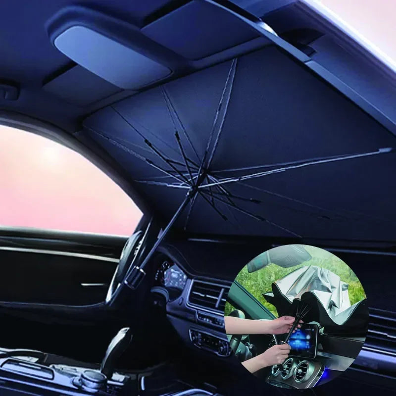 Nouveau Parasol de pare-brise de voiture avec 360 ° Pare-soleil pour fenêtre avant, poignée pliable à Rotation, Protection UV, pièces d'été