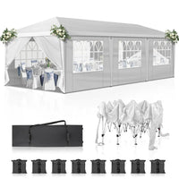 Tonnelle instantanée Ez Pop 10x30 pieds, tente portable avec 8 parois latérales pour événements extérieurs, fêtes, mariages, anniversaires, remises de diplômes