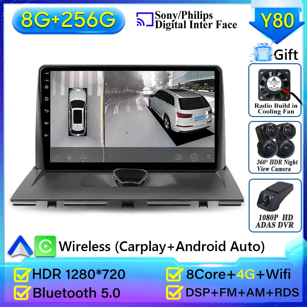 Autoradio Carplay pour KIT Rods 2 G9, Cristaux en Jumpy, Fiat Scudo, Toyota Proace 2007-2017, Navigation GPS, No 2Din, 4G
