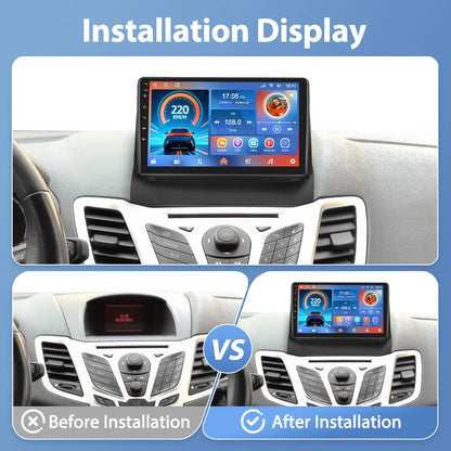 Autoradio Hikity 9 pouces 4G pour Ford Fiesta 2009-2014, lecteur multimédia vidéo, Carplay, Android Auto, 8 cœurs, WIFI, 4G, GPS, Mirrorlink, BT