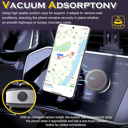 Support de voiture magnétique sous vide électrique pour téléphone portable 360 °   Rotation Forte Ventouse pour iPhone 14 15 16 Support mains libres