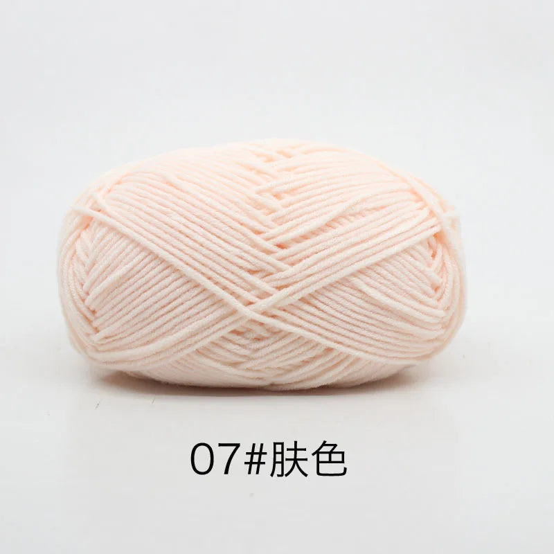 40-50 جم/المجموعة خيوط قطنية حليبية 4 طبقات (80%) للحياكة، صبغة لانا لعمل الكروشيه اليدوي، سترة قبعة دمى بسعر منخفض