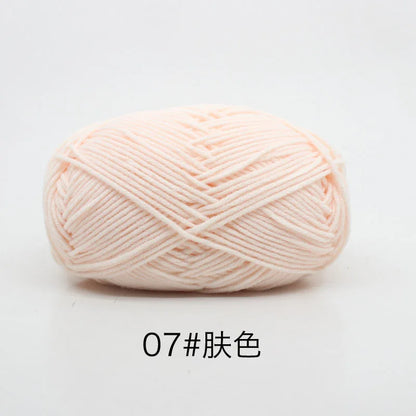 40-50 جم/المجموعة خيوط قطنية حليبية 4 طبقات (80%) للحياكة، صبغة لانا لعمل الكروشيه اليدوي، سترة قبعة دمى بسعر منخفض