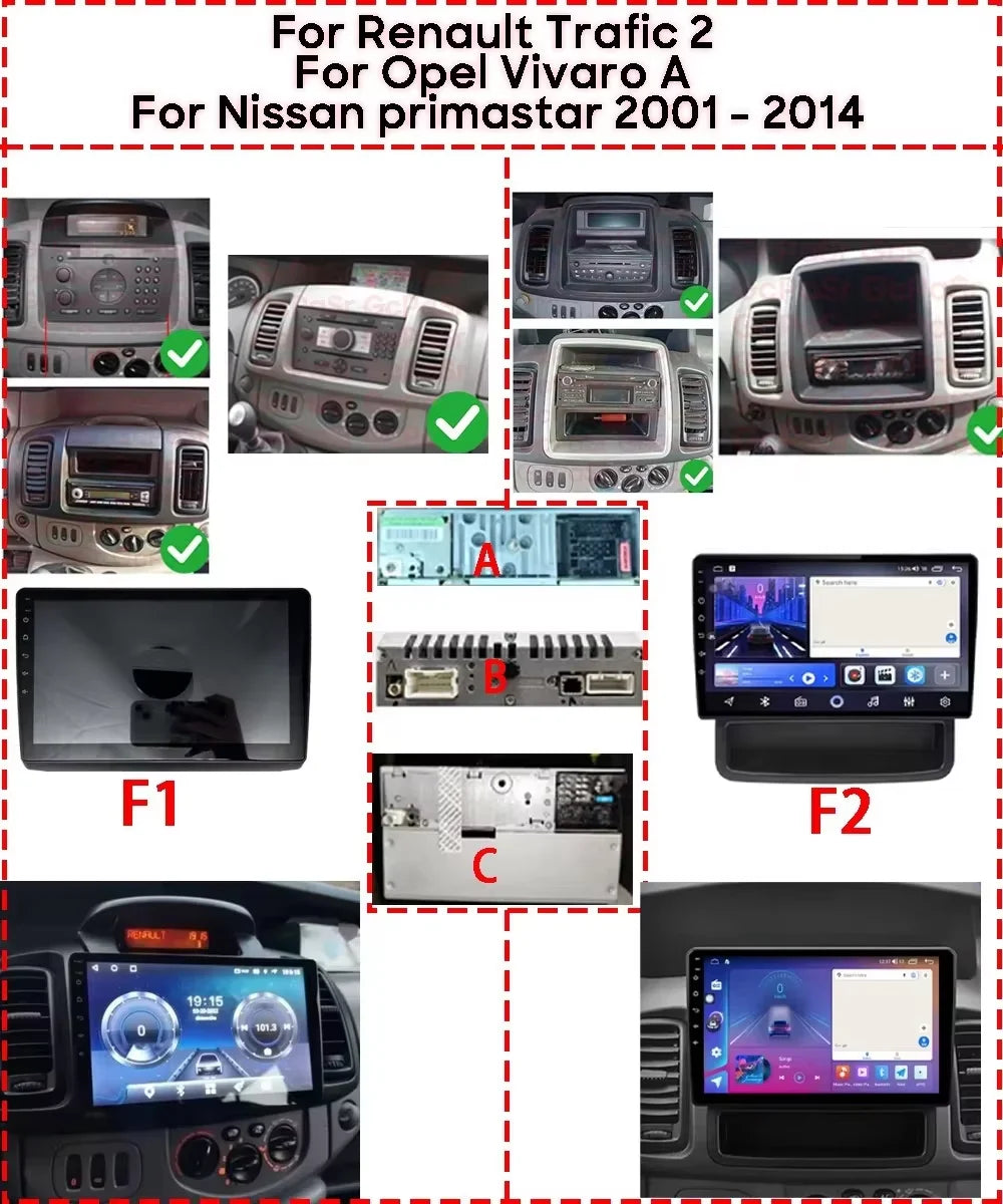 Autoradio Android 16 pour Renault Trafic 2 pour Opel Vivaro A pour Nissan primastar 2001 - 2014 GPS Navigation Carplay Android Auto