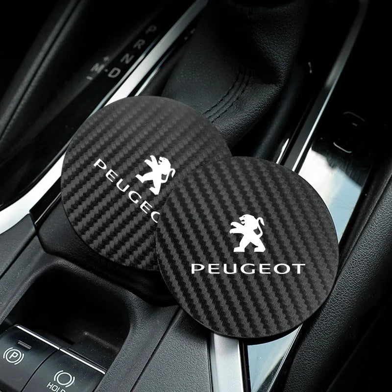 Tapis de tasse d'eau en cuir, 2 pièces, accessoires automobiles pour Peugeot 408 4008 308 3008 Rifter 5008 508 2008 208 301 RCZ 407 108
