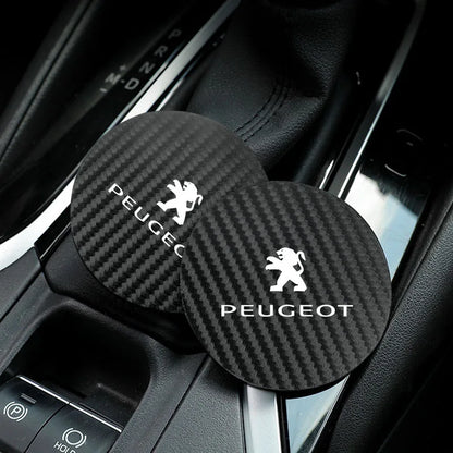 Tapis de tasse d'eau en cuir, 2 pièces, accessoires automobiles pour Peugeot 408 4008 308 3008 Rifter 5008 508 2008 208 301 RCZ 407 108