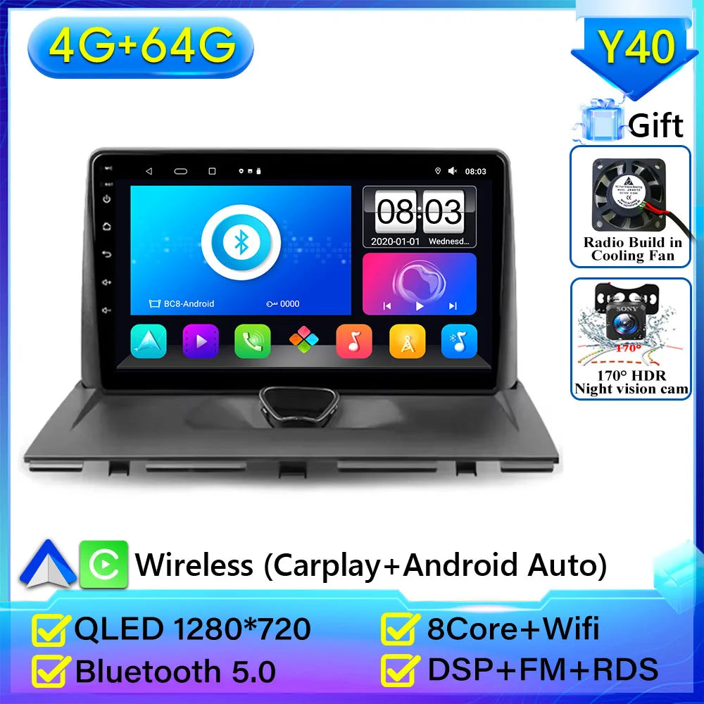 Autoradio Carplay pour KIT Rods 2 G9, Cristaux en Jumpy, Fiat Scudo, Toyota Proace 2007-2017, Navigation GPS, No 2Din, 4G