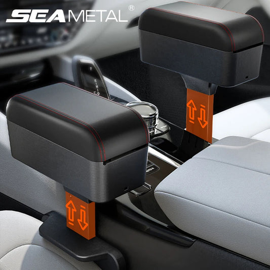 SEAMETAL – boîte d'accoudoir de voiture, organisateur de repose-coude à hauteur réglable, boîte de rangement universelle pour repose-bras intérieur, organisateur d'espace de siège