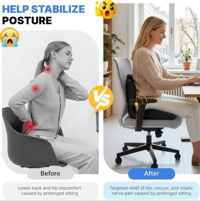 Coussin ergonomique pour le coccyx en mousse à mémoire de forme, soulagement de la douleur sciatique, correction de la posture, pour la maison, le bureau, la voiture, le fauteuil roulant