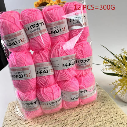 12 pièces 300g fil de lait fait à la main grossier bricolage tissage boule de fil pour pull chapeau écharpe et autres vêtements doux Crochet fil à tricoter