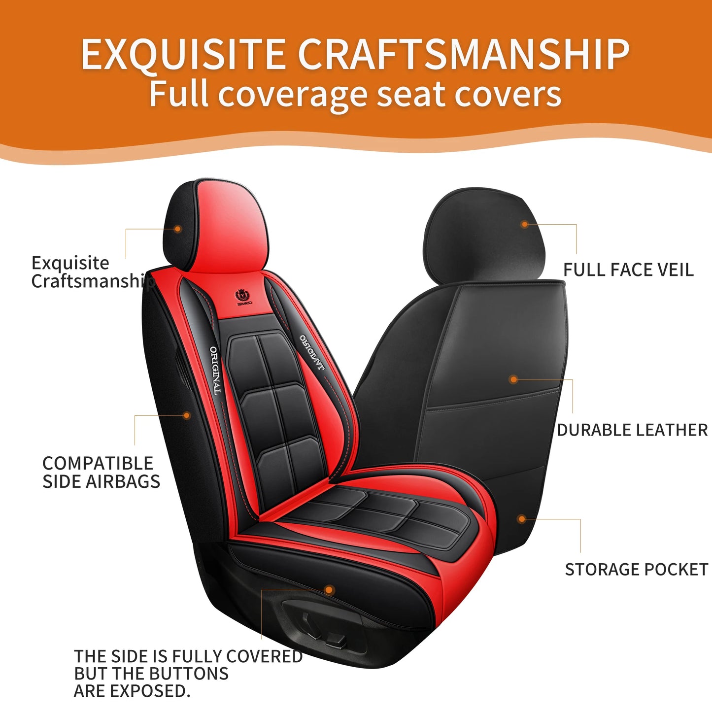 Housse de siège de voiture universelle en cuir PU de qualité supérieure, tapis de protection toutes saisons avec coussin souple, paquet complet, 1 pièce