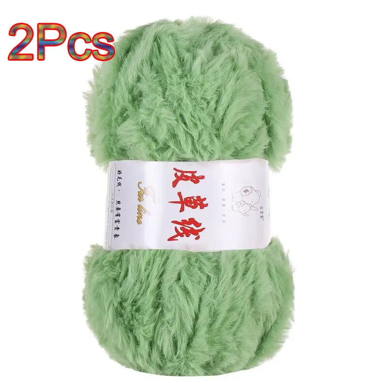 Fil de laine de vison, 2 pièces, fil de fausse fourrure, cachemire, tricot à la main, Crochet, fil de pull, vêtements, écharpe, fil de vison moelleux