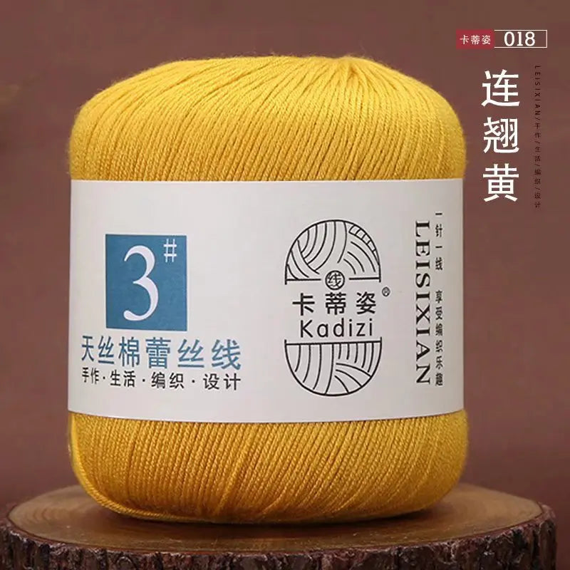 Fils de dentelle en coton mercerisé, fils de dentelle au crochet, broderie à la main, artisanat d'art, couvertures de bricolage, écharpe et pull, taille 3, # 100%