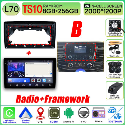 Autoradio Android 16 pour Ford Transit personnalisé Transit V363 350 lecteur multimédia Carplay Navigation GPS 4G Wifi vidéo stéréo 2din