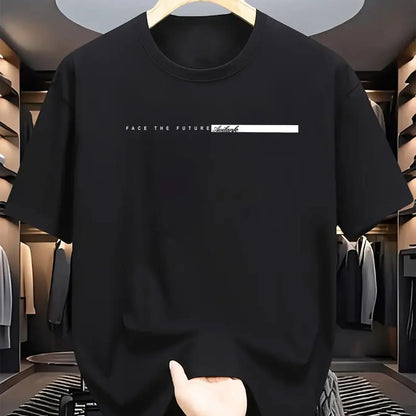 T-shirt à Manches Courtes et Col Rond pour Homme, Haut Décontracté, Coupe Ample, Grande Lettre Imprimée, Style High Street, Unisexe, Été, 100% Coton