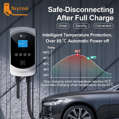 شاحن Feyree EV كابل من النوع 2 32 أمبير 7.6 كيلو واط موازنة شحن ديناميكية EVSE Wallbox وظيفة التطبيق 11 كيلو واط 22 كيلو واط محطة شحن سيارة كهربائية