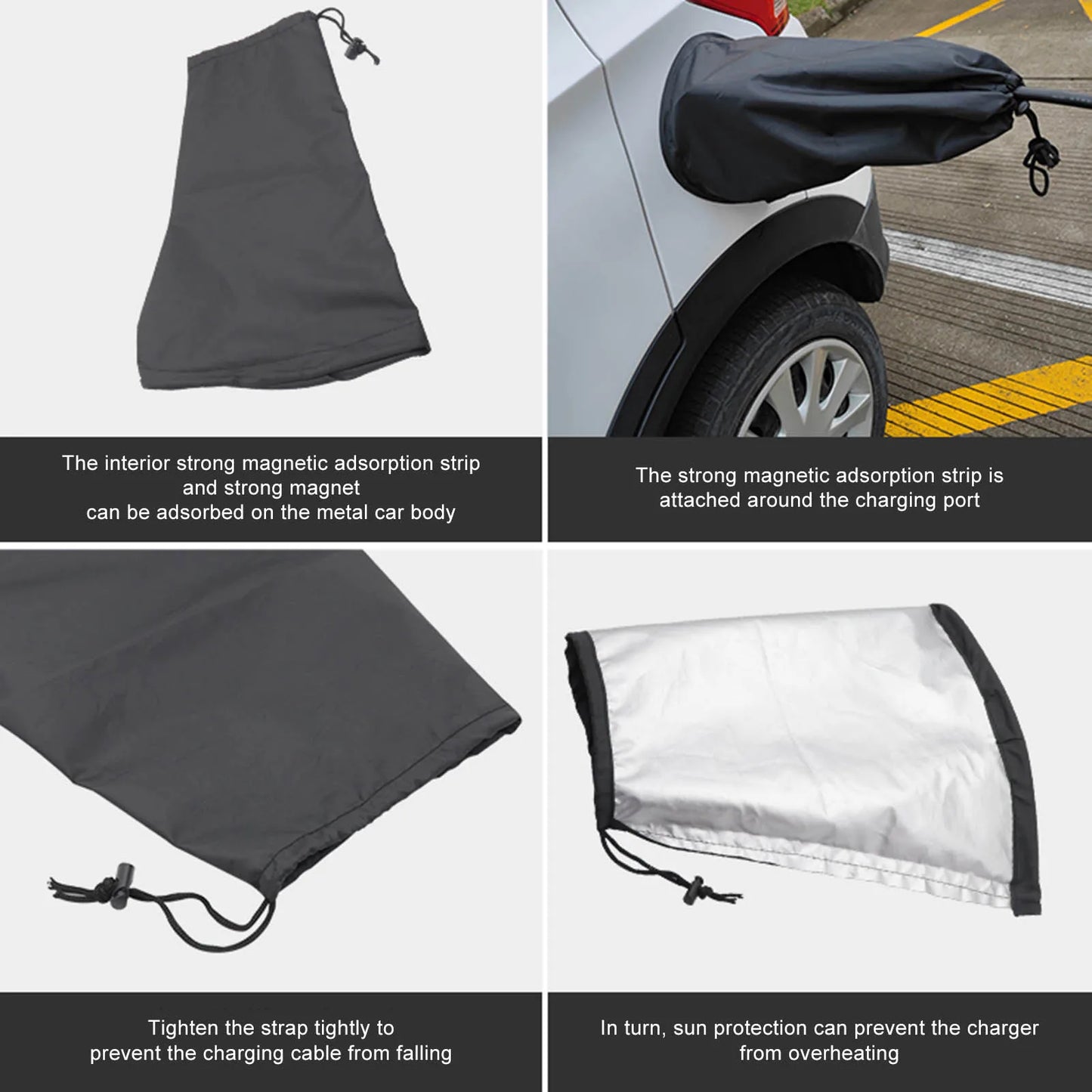 Couverture résistante aux intempéries, Port EV, étanche, poussière solaire, forte Adsorption magnétique pour voiture électrique