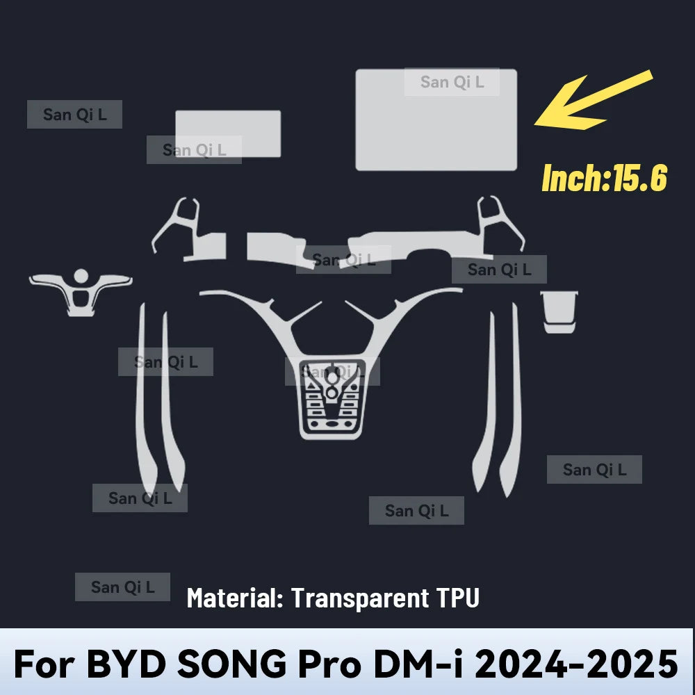 Film de protection intérieur anti-rayures pour BYD SONG PRO DM i 2024 2025, accessoires d'écran de Console centrale en TPU pour voiture de Sport Equator