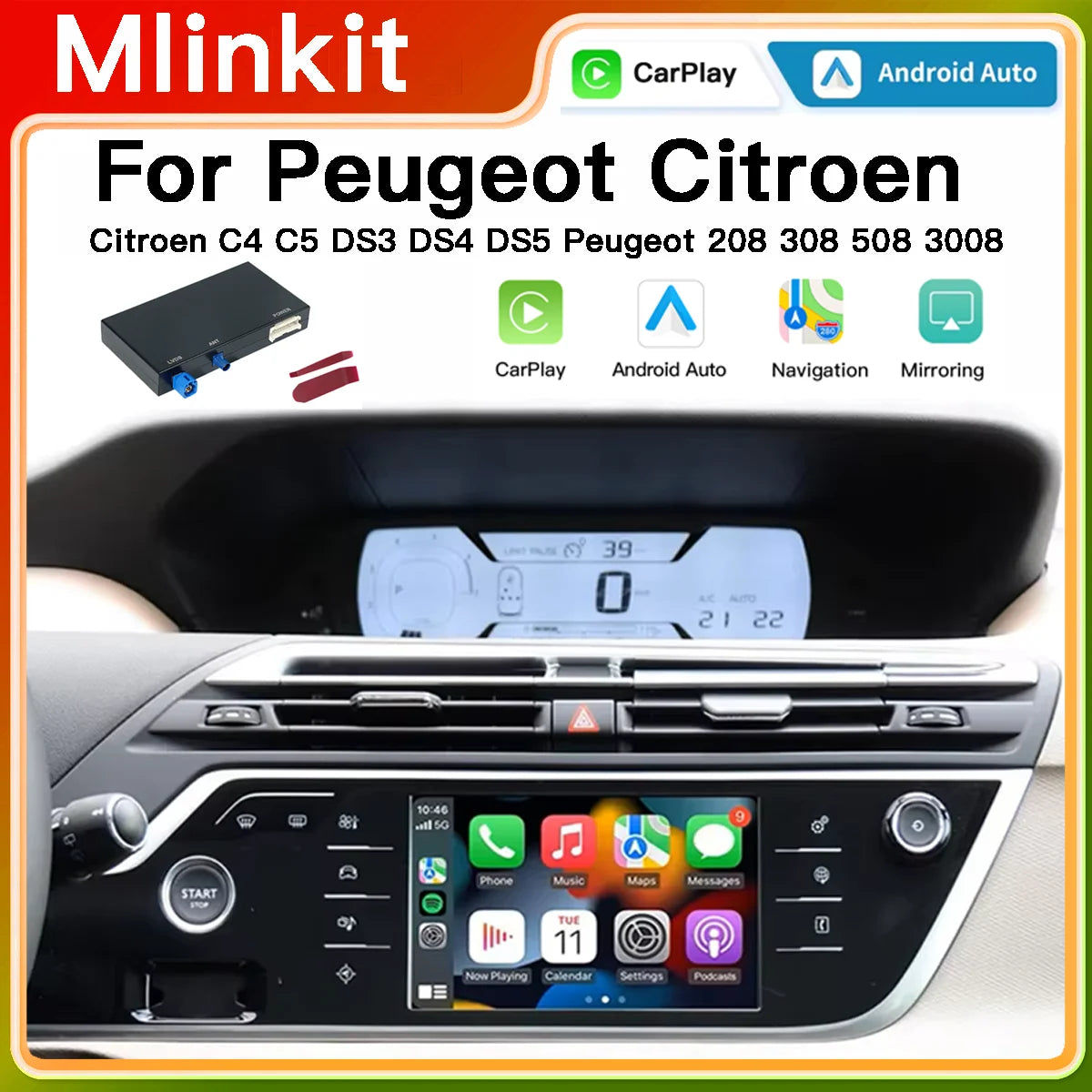 2026 nouveau Module Carplay sans fil pour Peugeot citroën Android adaptateur automatique 208 2008 308 3008 508 C4 DS3 DS4 DS5 système SMEG