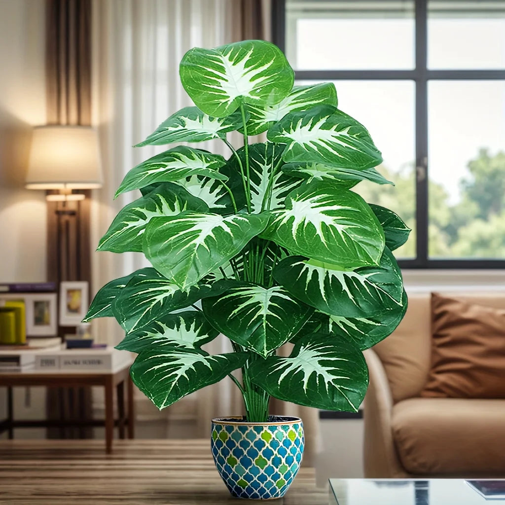 Une plante d'extérieur artificielle avec 18 grandes feuilles, adaptée à la décoration de la maison, décoration d'intérieur de palmier de printemps sans Pots