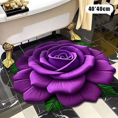 【HMA】سجادة أرضية جديدة على شكل زهرة الفاوانيا، ناعمة ومتينة، 40x40 سم، مانعة للانزلاق، ماصة، للحمام