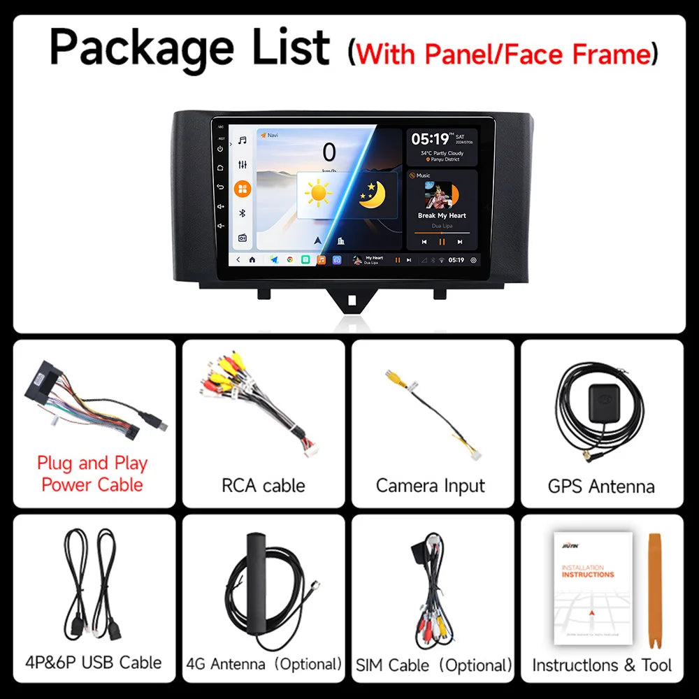 JIUYIN-Autoradio TS18 AI Voice Wireless CarPlay Android Auto Radio pour Smart Fortwo 451, 2005-2010, 4G, GPS, 2Din, Limitation de la voiture