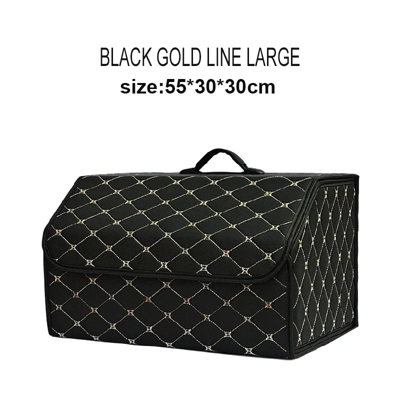 Boîte de rangement de coffre de voiture, grande capacité, sac de rangement d'outils multi-usage automobile, rangement pliable en cuir pour boîte de rangement d'urgence