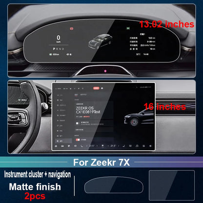 16 et 13.02 pouces pour Zeekr 7X accessoires CX1E 2024 2025 2026 voiture verre trempé GPS écran Film de protection Console centrale