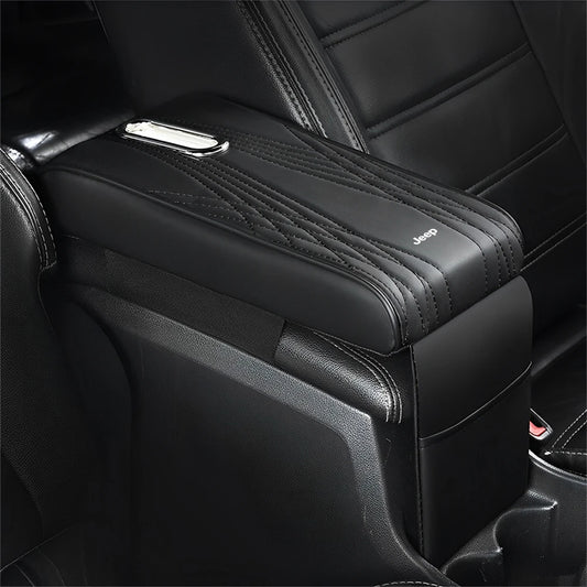 Coussin d'accoudoir de voiture avec boîte à mouchoirs, housse de Protection pour Console centrale en cuir PU, support de téléphone pour JEEP GrandCherokee Wrangler