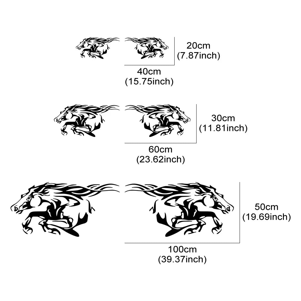 Autocollant cheval de course, 2 pièces, décalcomanies latérales en vinyle pour carrosserie de voiture, décoration pour camions, fentes, graphiques de ramassage, étanche, accessoires de réglage, DIY bricolage