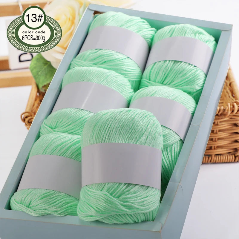 Fil de mélange de soie de luxe 6 pièces/ensemble, 50g chacun, fil à tricoter doux adapté aux pulls, couvertures et écharpes pour bébé, plusieurs couleurs