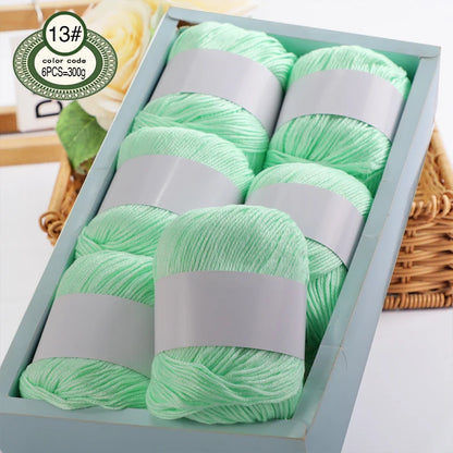 Fil de mélange de soie de luxe 6 pièces/ensemble, 50g chacun, fil à tricoter doux adapté aux pulls, couvertures et écharpes pour bébé, plusieurs couleurs