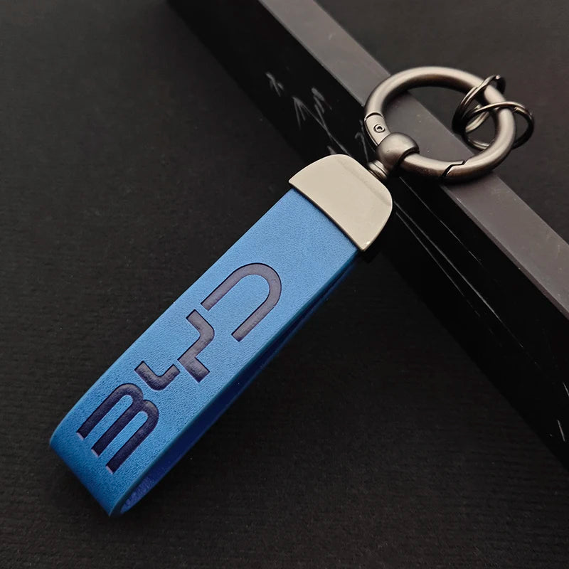 Porte-clés de voiture en cuir de luxe, Logo BYD, meilleur cadeau, accessoires automobiles, 2025