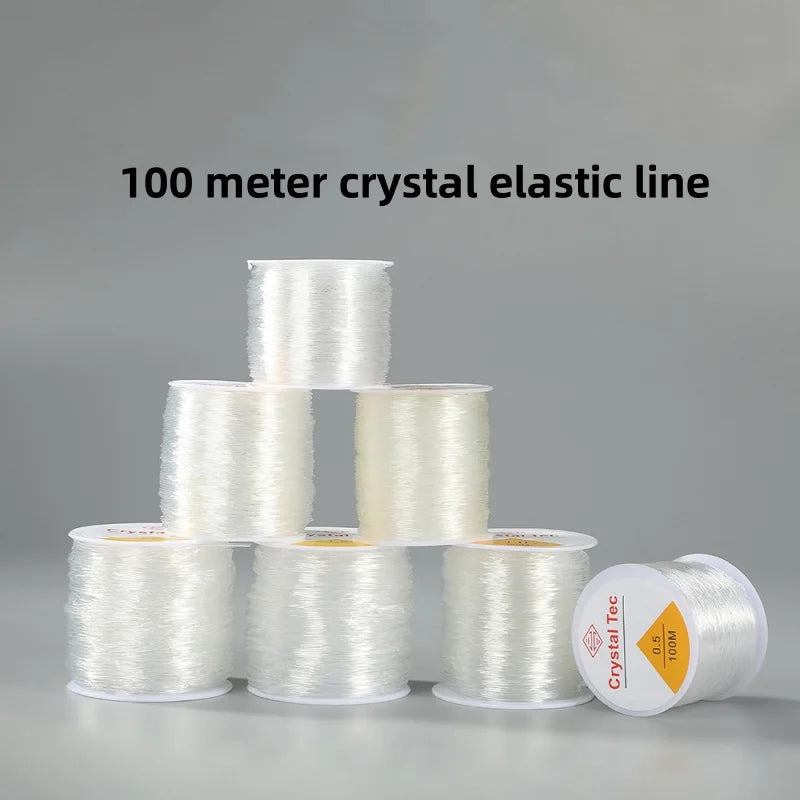 Cordon de Bracelet élastique Transparent en cristal de 100 mètres, pour la fabrication de bijoux et de colliers, fil à coudre pour bricolage