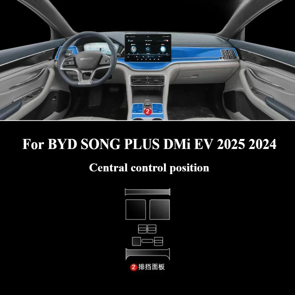 Film de Protection PPF pour BYD SONG PLUS DMi EV 2025 2024, accessoires d'intérieur, panneau d'engrenage Transparent en TPU, Console centrale de Navigation