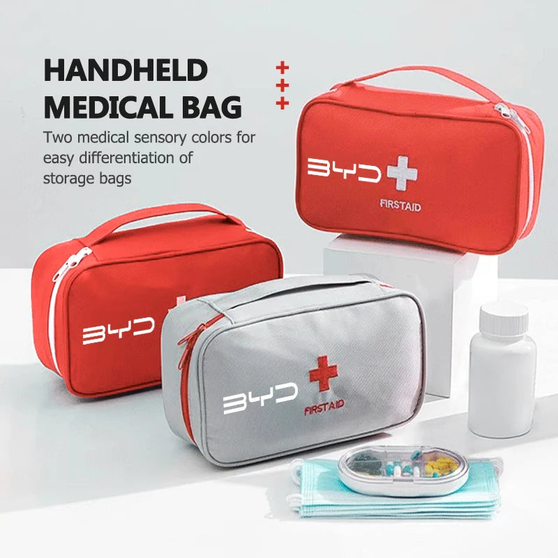 Sac de rangement de médicaments de premiers secours, Kit médical de voyage à domicile en plein air pour BYD M6 G3 G5 T3 F3 F0 S6 S7 E5 E6 L3 Tang Yuan