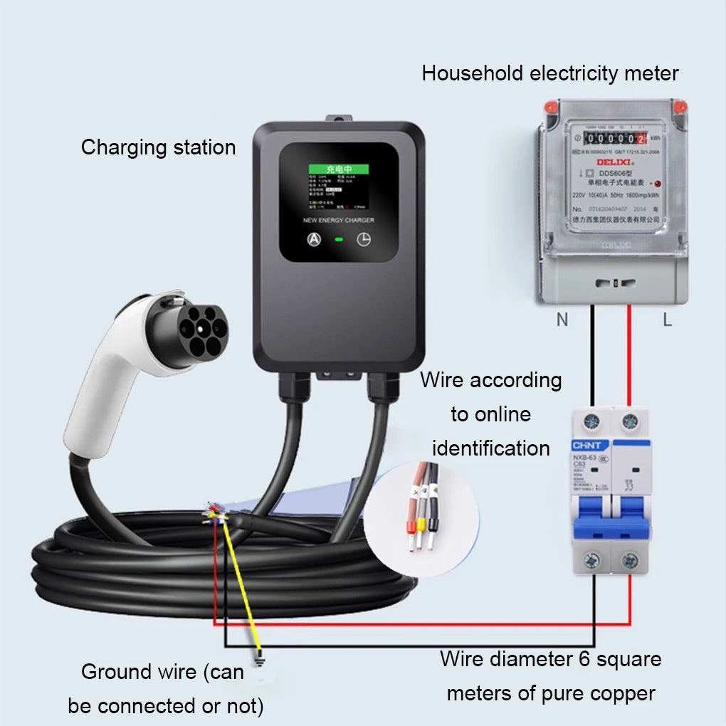 Nouveau EV Wallbox 5M 7KW 32A Station de Charge voiture maison EV Wallbox voiture électrique EV Wallbox avec 5M câble Charge par carte/Charge maintenant