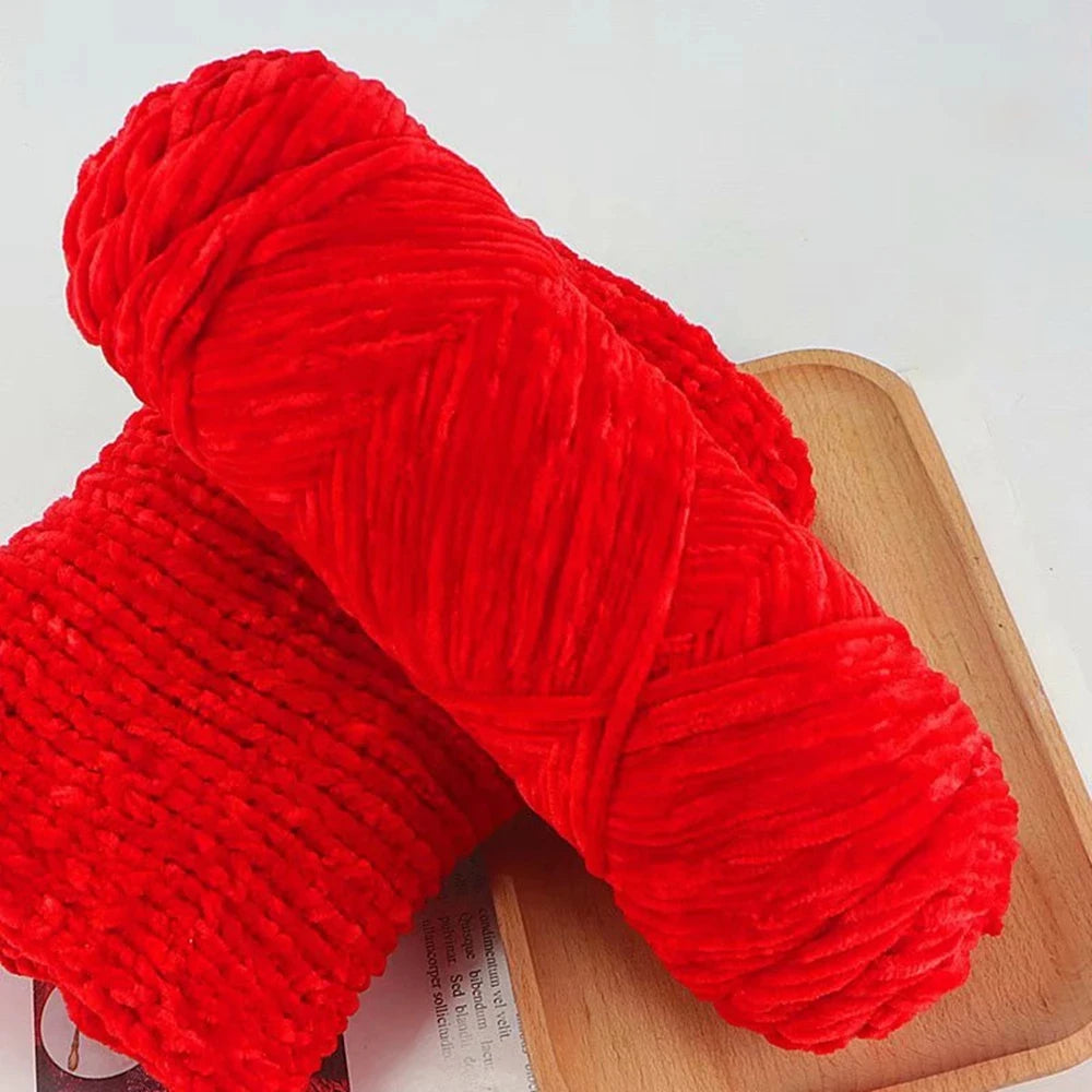 Fil de velours doux en Chenille, mélange de laine tricotée au Crochet, écharpe faite à la main, manteau, couverture et chapeau pour bébé, 95g