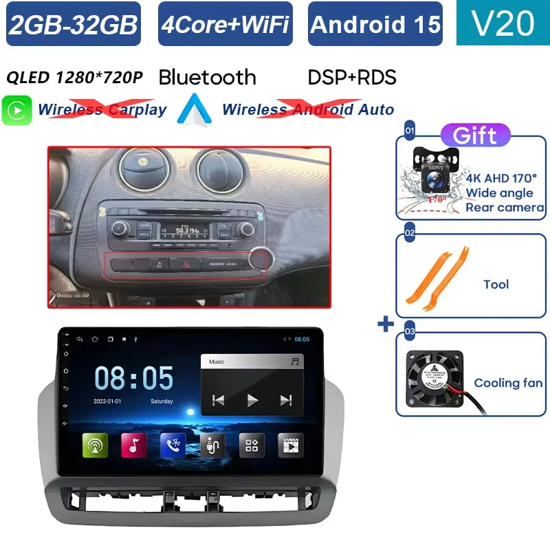 Écran tactile QLED de Navigation GPS pour Seat Ibiza 2012 – 2015, Android Auto Radio, lecteur vidéo multimédia de voiture, 5G, WIFI, BT, sans DVD 2din