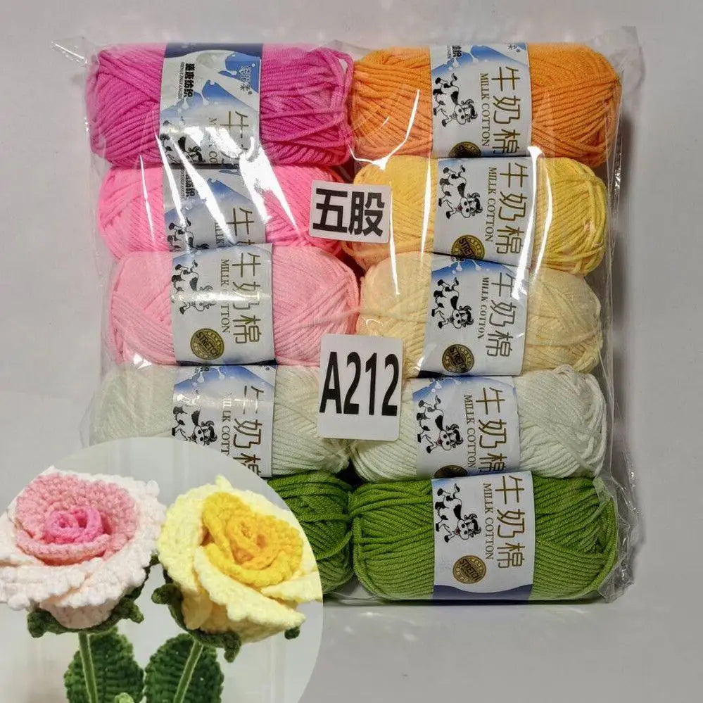 Fil de coton au lait de couleurs mélangées, 10 pièces, 500g, 5 plis, ensemble de fils au Crochet doux, fleurs tricotées à la main, fils peignés artisanaux au Crochet