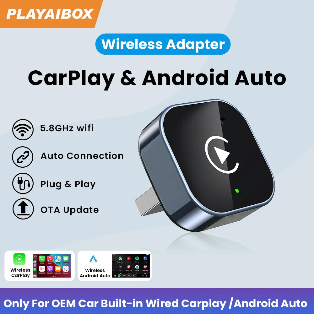 Adaptateur CarPlay filaire vers sans fil 2 en 1, Android Auto, Plug & Play, Bluetooth, 5Ghz, WiFi type-c/USB, pour Audi Benz MG