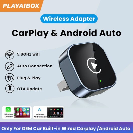 Adaptateur CarPlay filaire vers sans fil 2 en 1, Android Auto, Plug & Play, Bluetooth, 5Ghz, WiFi type-c/USB, pour Audi Benz MG