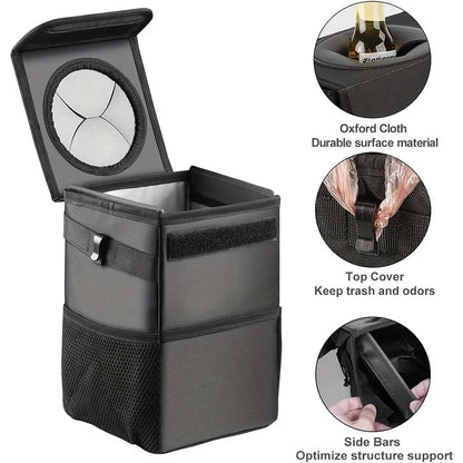 Corbeille à déchets suspendue pour voiture en cuir | Organisateur automatique multi-poches | Solution poubelle pour dossier de siège/appui-tête | Nettoyant intérieur résistant aux odeurs