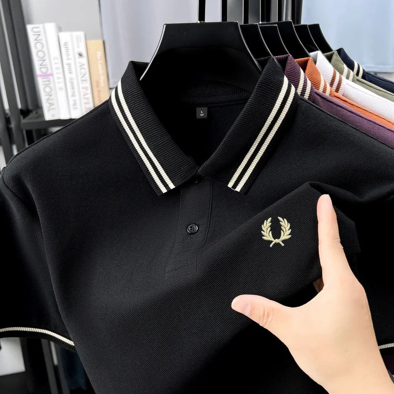 100% pur coton été respirant hommes mode sport marque blé broderie manches courtes POLO affaires t-shirt style décontracté