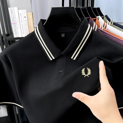 100% pur coton été respirant hommes mode sport marque blé broderie manches courtes POLO affaires t-shirt style décontracté