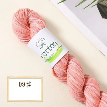 Fil dégradé 100% coton teint à la main 2mm 50g pour tricot, crochet, écharpe et pull DIY
